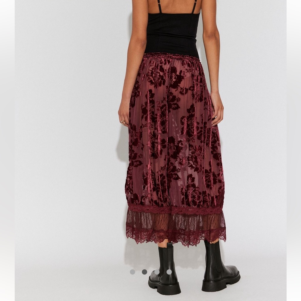 Forever Young Burnout Pants | Elegant Burgundy Lace Pants - Picture 2 of 6